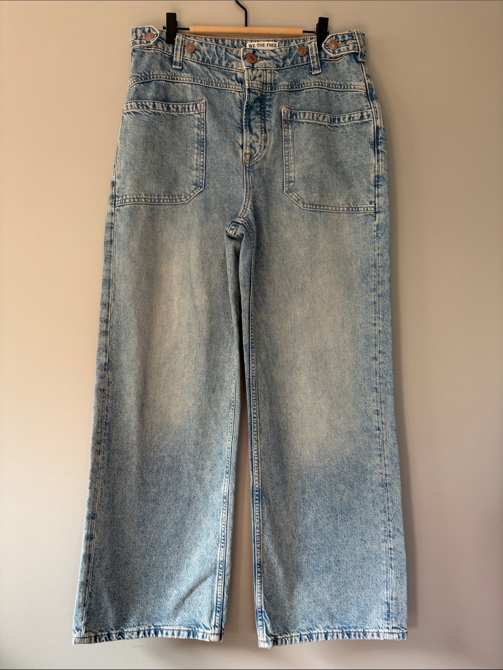 Free People We The Free Palmer Wide Leg Baggy Jeans Size 28 Light Blue